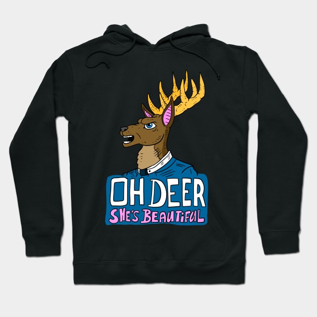 oh deer she's beautiful. oh dear. cute animal design. Hoodie by JJadx